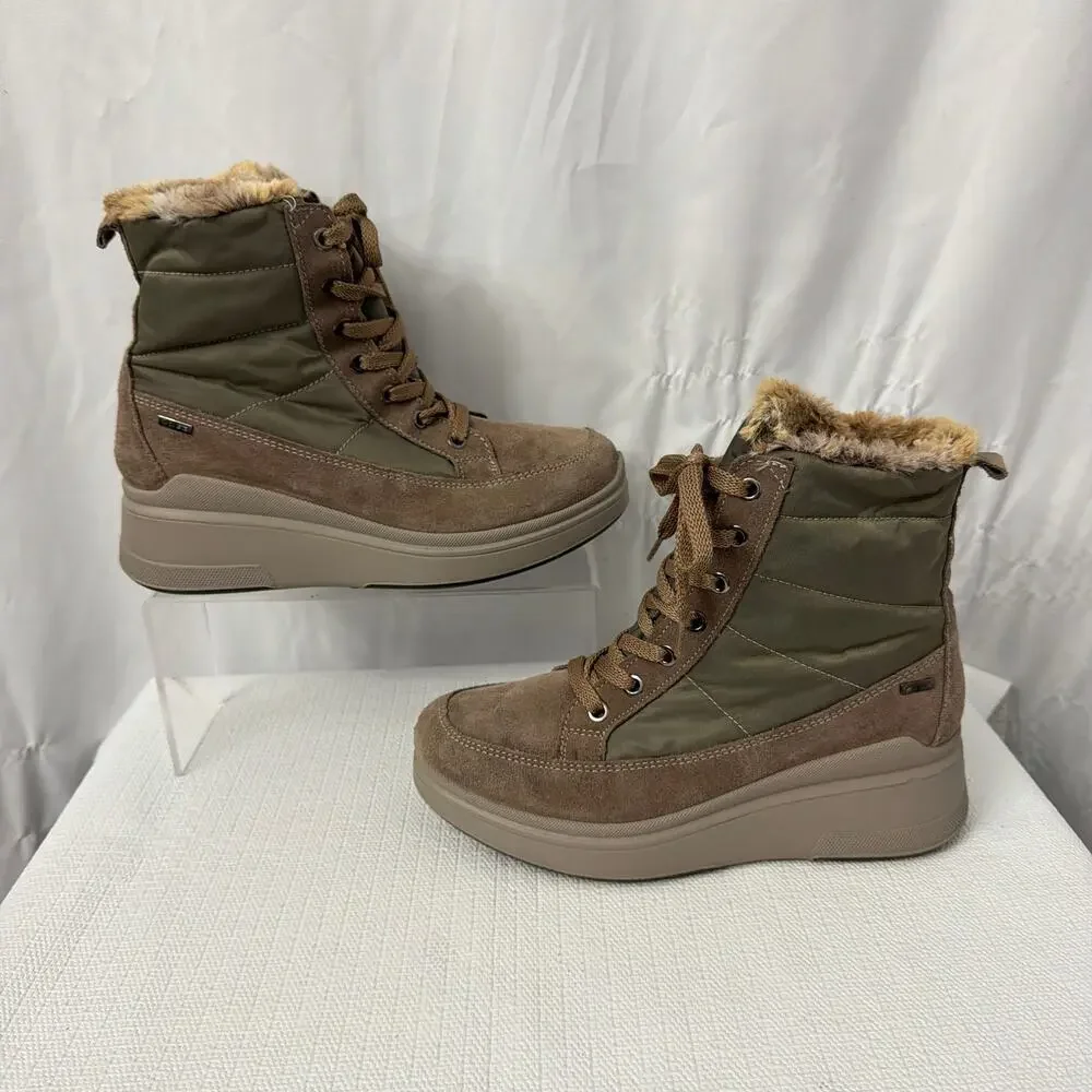 IGI & Co Boots Womens Size 6.5 Wedge Brown GoreTex Waterproof Faux Fur Lined 37
